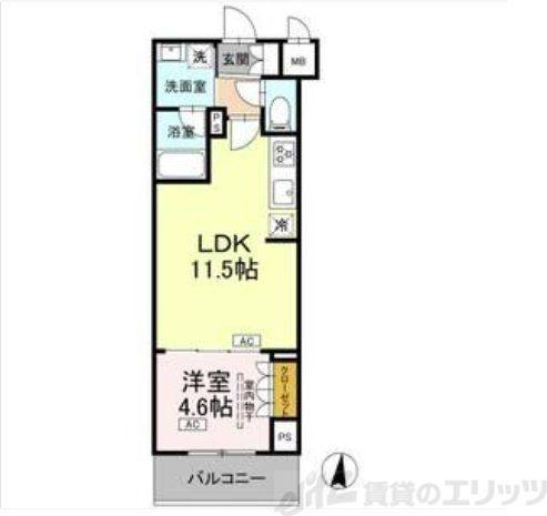 ロイジェント潮見(1LDK/7階)の間取り写真