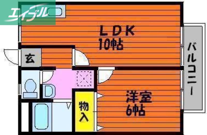 コーポ吉備津(1LDK/2階)の間取り写真
