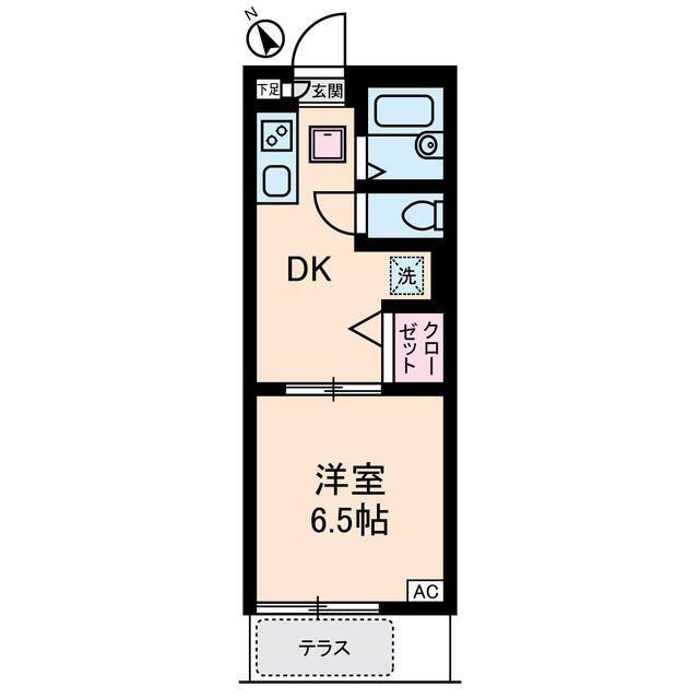 ベルデ中目黒(1DK/1階)の間取り写真