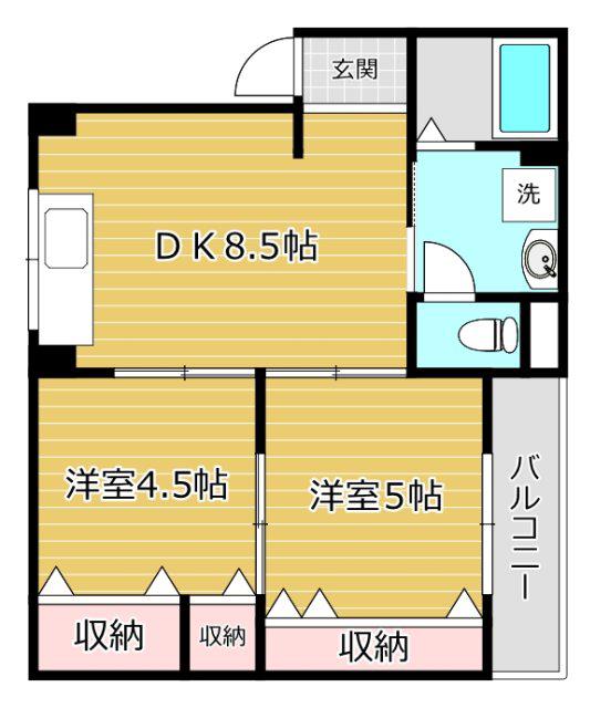 コーポ西田(2DK/1階)の間取り写真