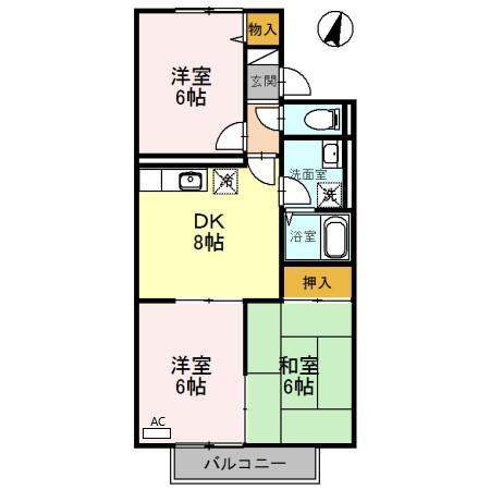 プリシェール西明石 B(3DK/1階)の間取り写真