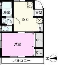峰ハイツ(1DK/2階)の間取り写真