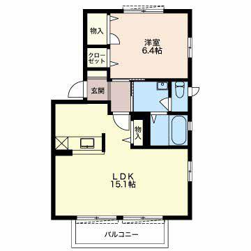 コンフォート吉新C棟(1LDK/2階)の間取り写真