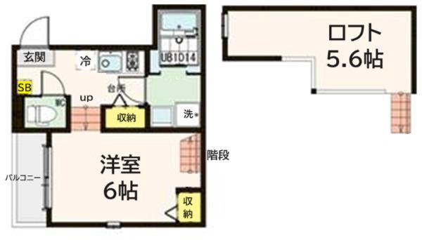 ハーモニーテラス福住町(1K/1階)の間取り写真
