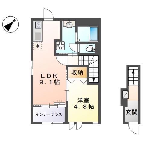 グランプラム(1LDK/2階)の間取り写真