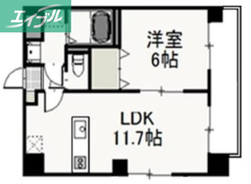 エルベ瓦町(1LDK/5階)の間取り写真