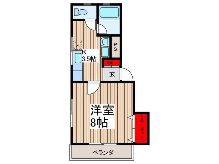ベルメゾン(1K/2階)の間取り写真