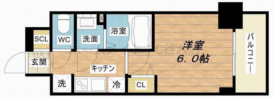 ララプレイス大阪新町ヴェレ(1K/3階)の間取り写真
