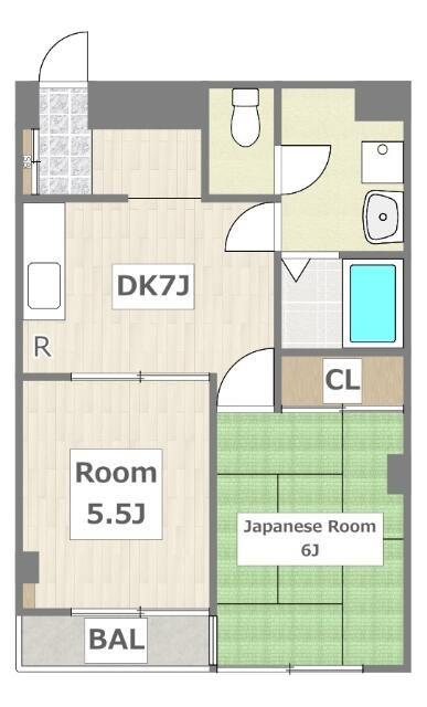 ハイム山広(2DK/2階)の間取り写真