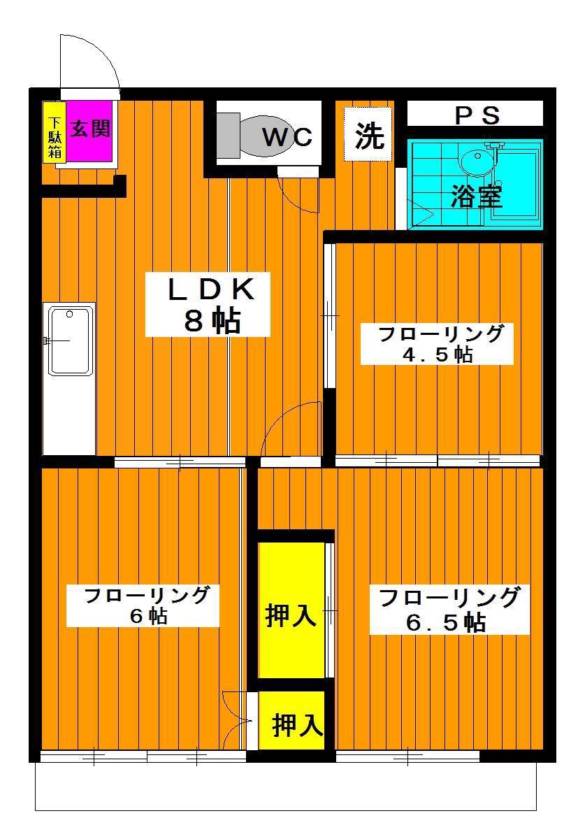 シティハイツ上野(3LDK/1階)の間取り写真
