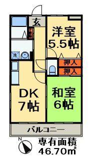 カーサプルミエ(2DK/2階)の間取り写真