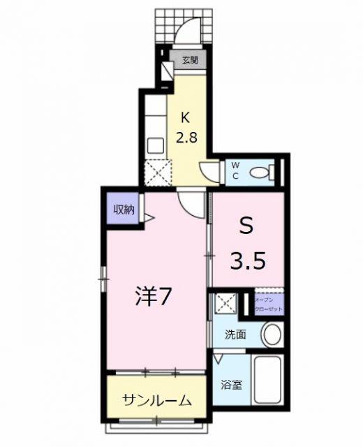 ESSENCEII(1SK/1階)の間取り写真