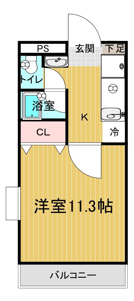 ピアシティ南方(1K/3階)の間取り写真