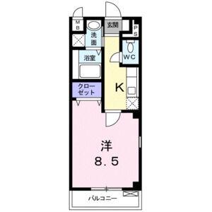 ガーラ鳴尾(1K/2階)の間取り写真