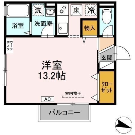 ボナールヴィラII(1K/1階)の間取り写真