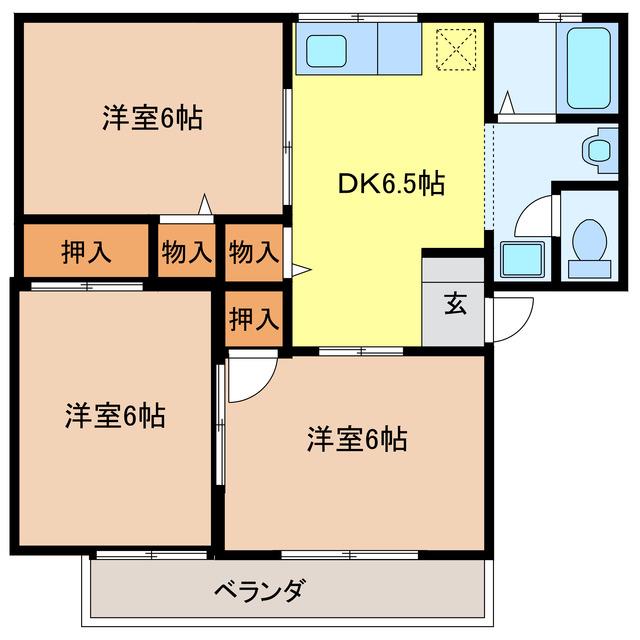 セジュール宮田(3DK/1階)の間取り写真