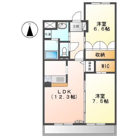 グランドソレイユ千成(2LDK/2階)の間取り写真