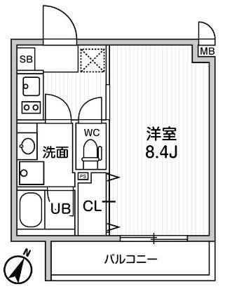 ALTERNA北品川(1K/3階)の間取り写真