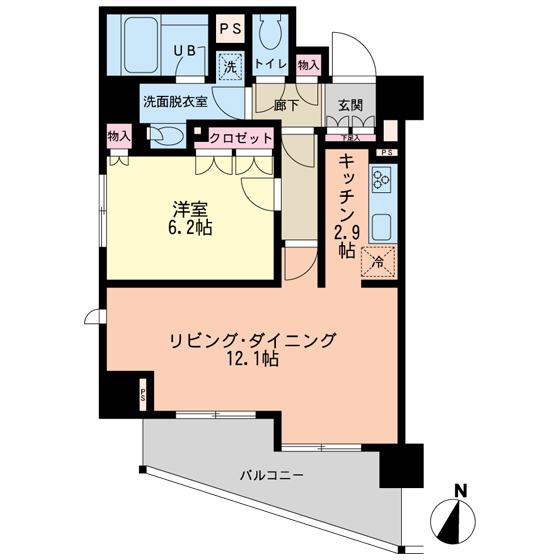 エスティメゾン赤羽(1LDK/6階)の間取り写真