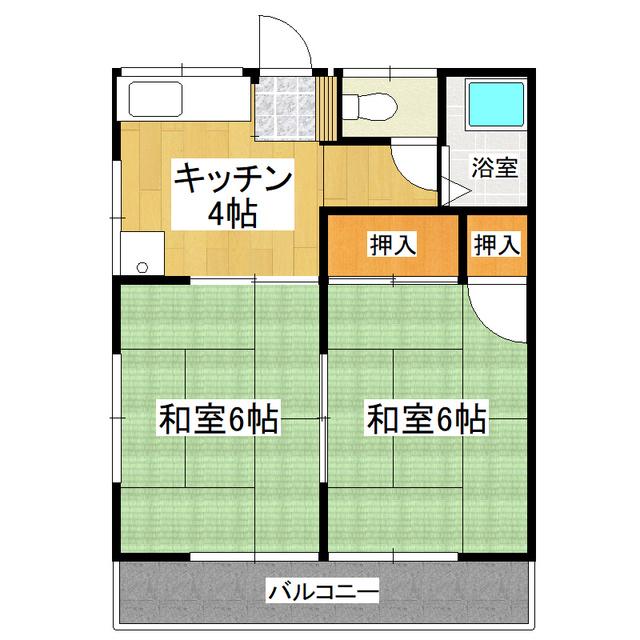 成美ハイツ C棟(2K/2階)の間取り写真
