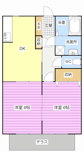ディオン早出III(2DK/1階)の間取り写真
