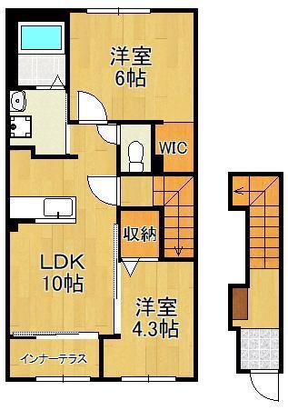 ブドワール(2LDK/2階)の間取り写真
