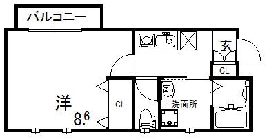 サンマリン海岸通(1K/4階)の間取り写真