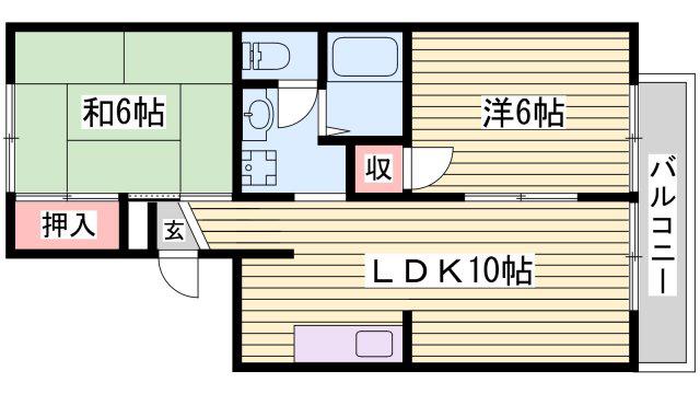 ヴィラ新宅(2LDK/1階)の間取り写真