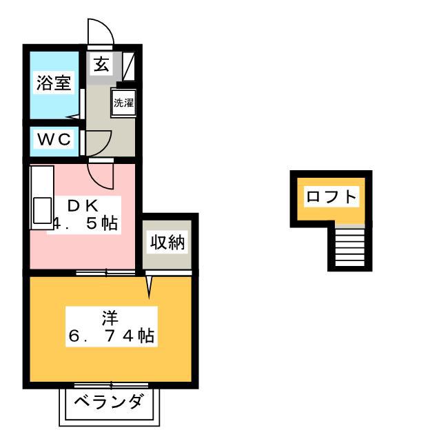 サニーヒル駅北(1DK/2階)の間取り写真