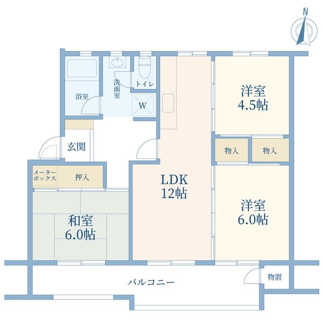 田園青葉台団地8号棟(3LDK/2階)の間取り写真