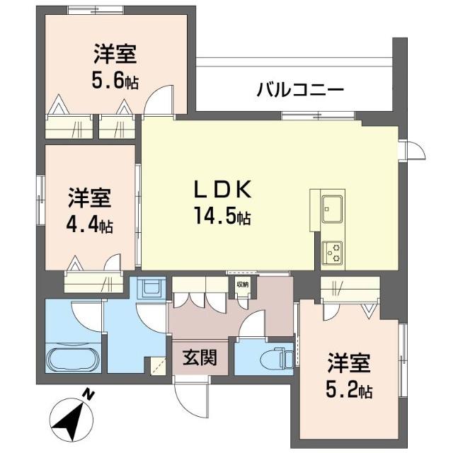 プリエ ボヌール(3LDK/3階)の間取り写真