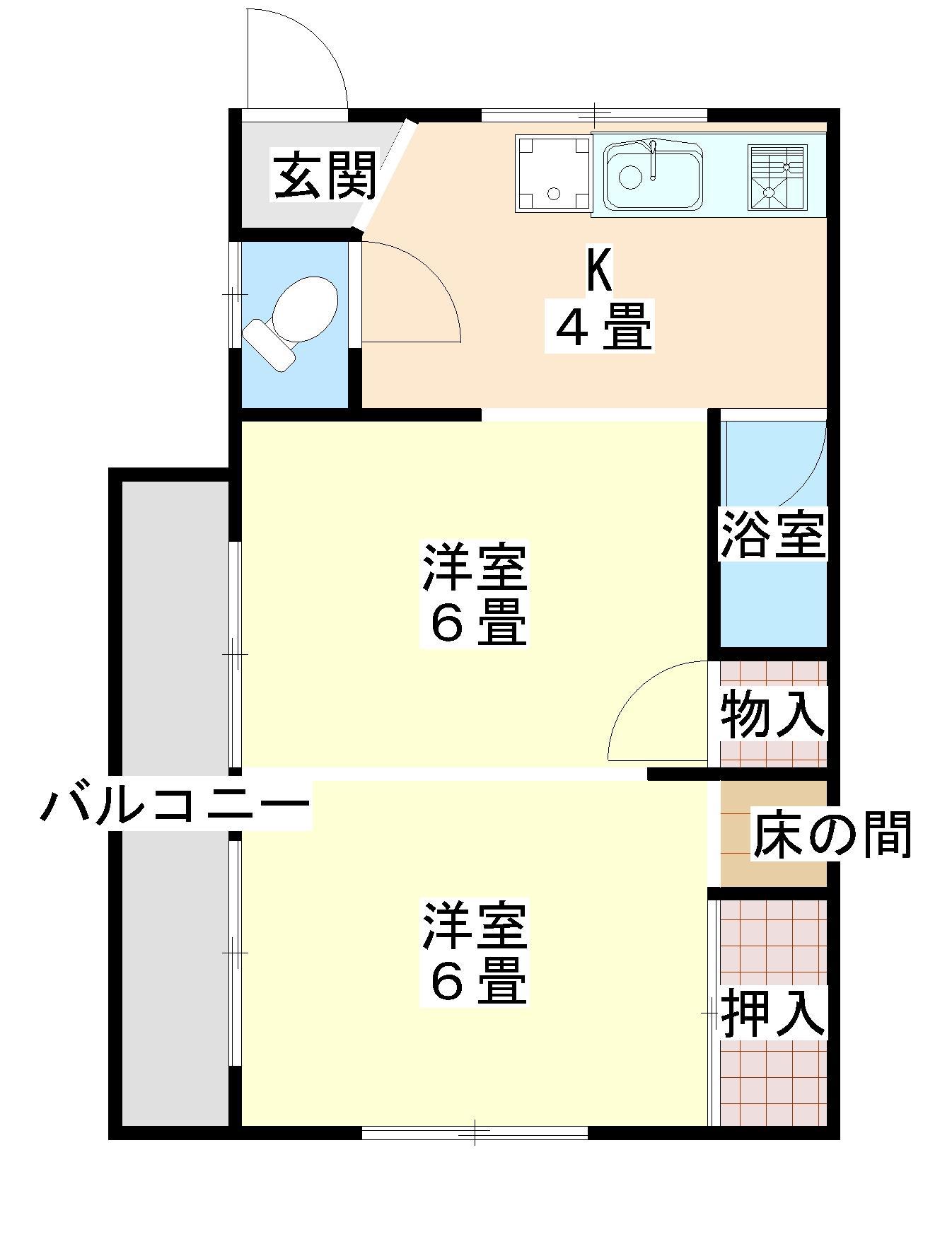 エバーブルー(2K/3階)の間取り写真