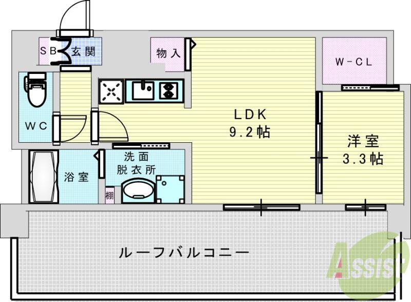 ソルテラスOSAKA御幣島(1LDK/7階)の間取り写真