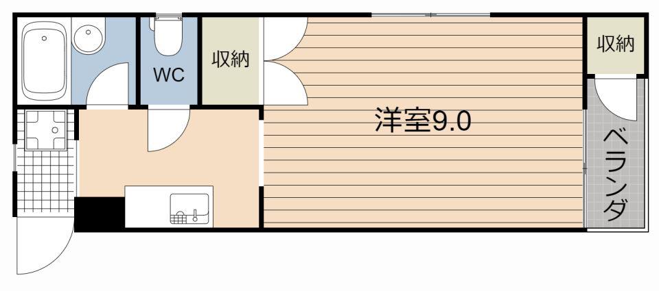 クリーンリブかすが(ワンルーム/2階)の間取り写真