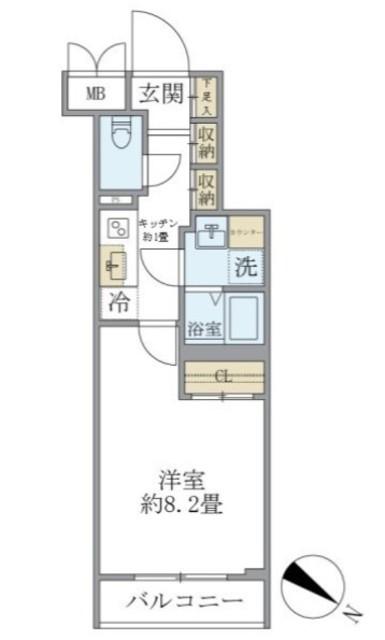 ビューテラス茗荷谷(1K/2階)の間取り写真