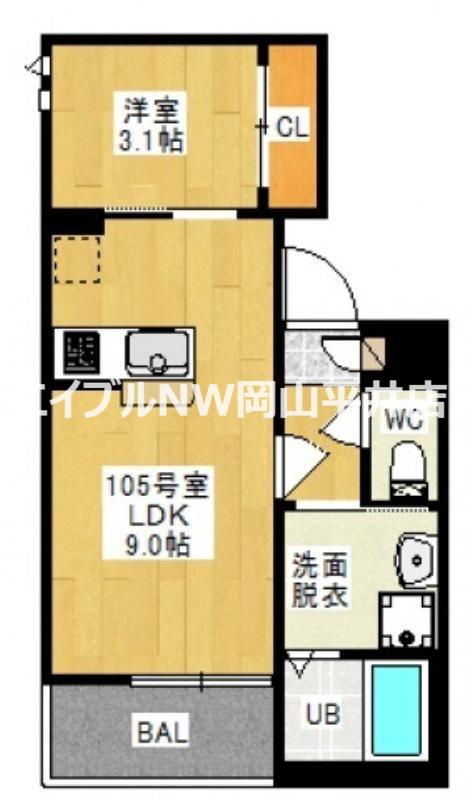 GRANDTIC 清水(1LDK/1階)の間取り写真