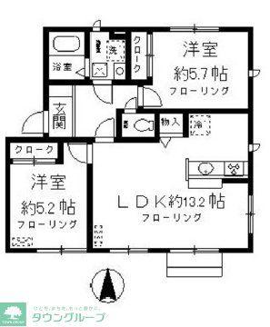 ノースソシア(2LDK/1階)の間取り写真