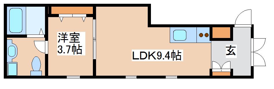 アメニティK(1LDK/4階)の間取り写真
