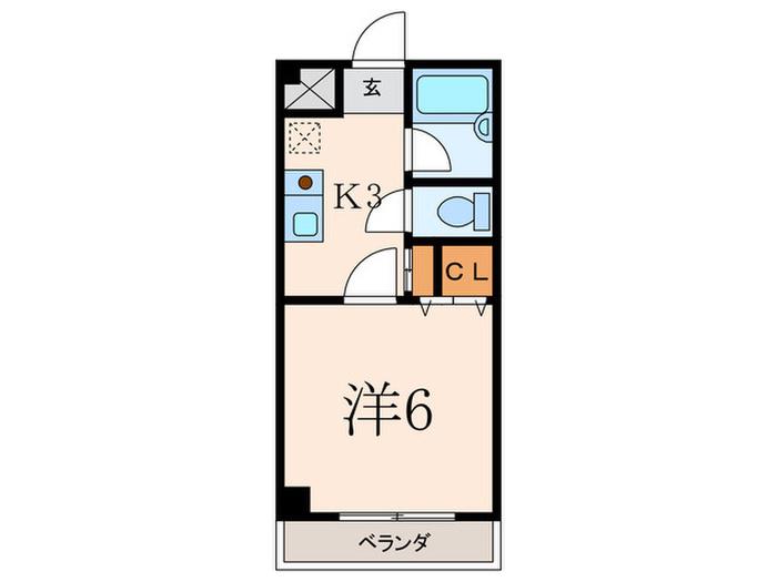 リバーサイドビュー(1K/4階)の間取り写真