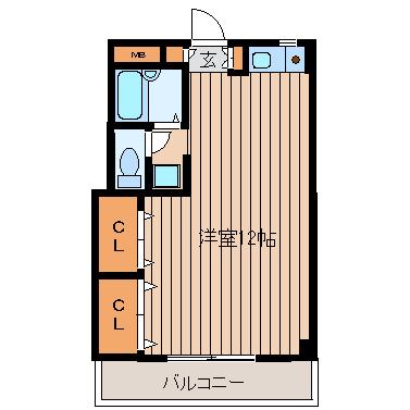 パピヨンヒルズ(ワンルーム/4階)の間取り写真