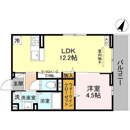 アザレアC(1LDK/2階)の間取り写真