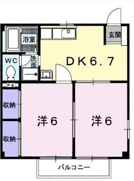 ジョイフルシティB(2DK/1階)の間取り写真