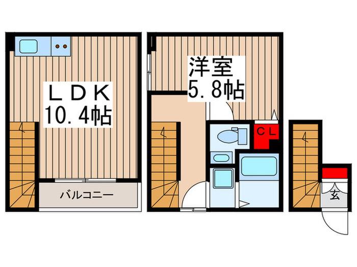 ミハス市川(1LDK/2階)の間取り写真