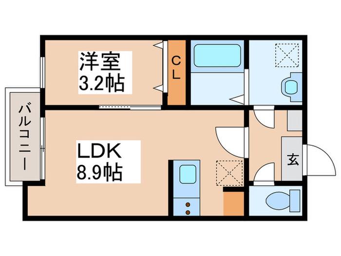 ヴィクトワール町田(1LDK/2階)の間取り写真
