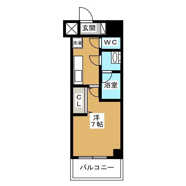 ラヴァンド大島(1K/14階)の間取り写真