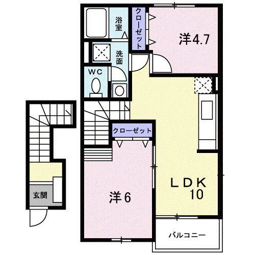 サニーPIAZZA(2LDK/2階)の間取り写真