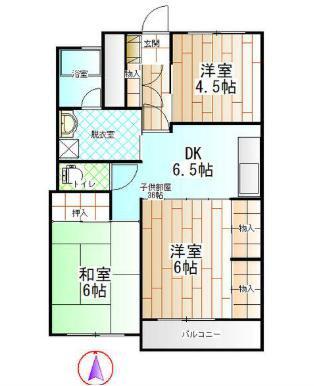 アメニティ甲府(3LDK/2階)の間取り写真