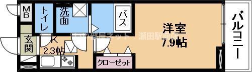 ライフステージ MS(1K/1階)の間取り写真