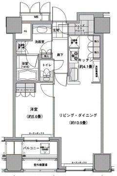 ウエストパークタワー池袋(1LDK/3階)の間取り写真