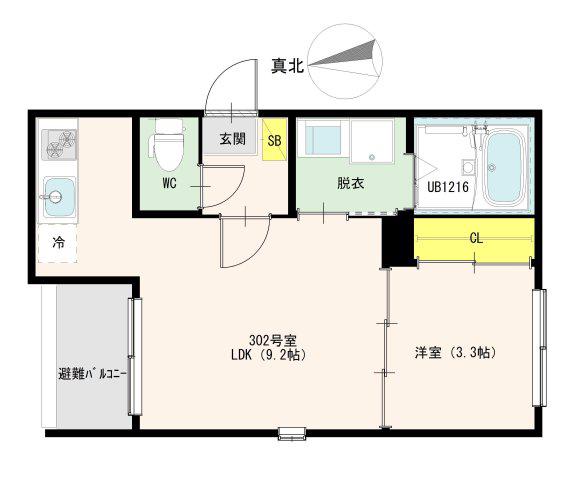 クラリス長町南(1LDK/3階)の間取り写真